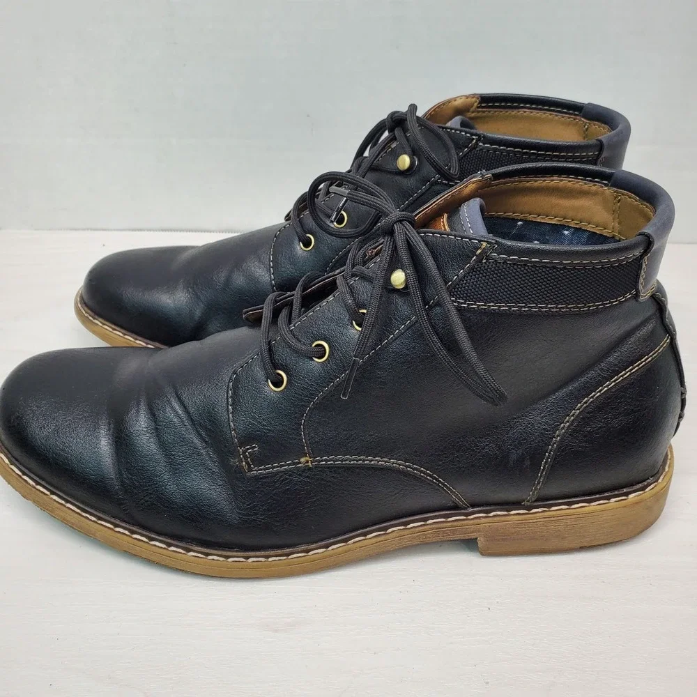 HAWKER RYE Chukka Boots Men Size 9 Leather Black Classic Ankle Boots Fast Ship